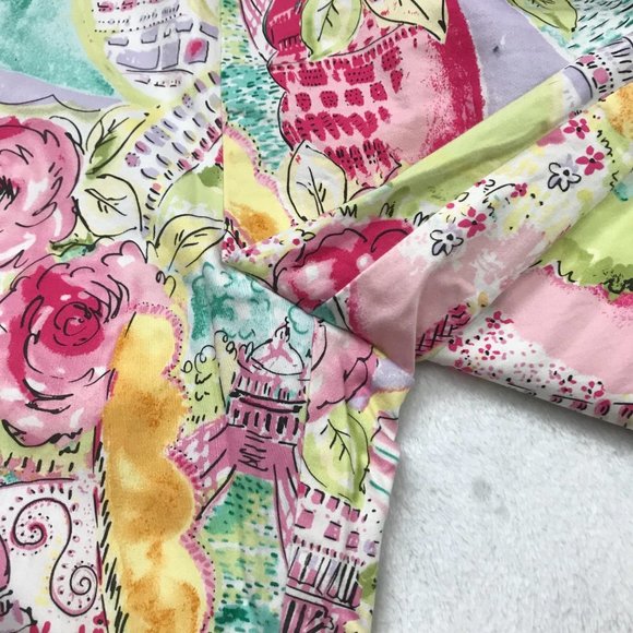 Vintage Susan Graver Womens Multicolor Floral Cafe Capri Pants Medium Cotton - Picture 5 of 12